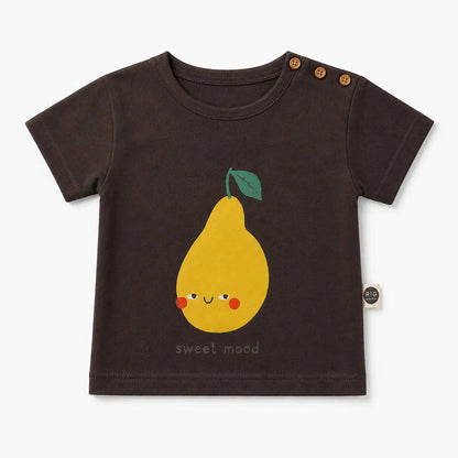 PEAR Tshirt  - White/Black - 6M-4Y