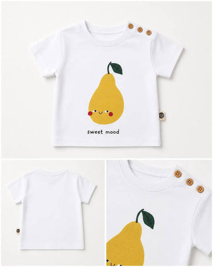 PEAR Tshirt  - White/Black - 6M-4Y