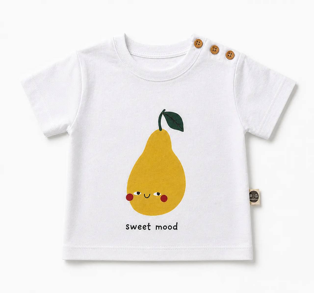 PEAR Tshirt  - White/Black - 6M-4Y