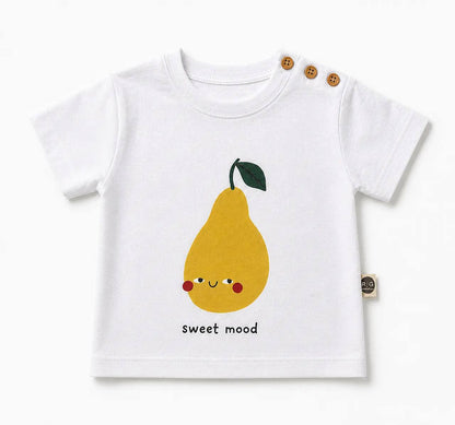 PEAR Tshirt  - White/Black - 6M-4Y