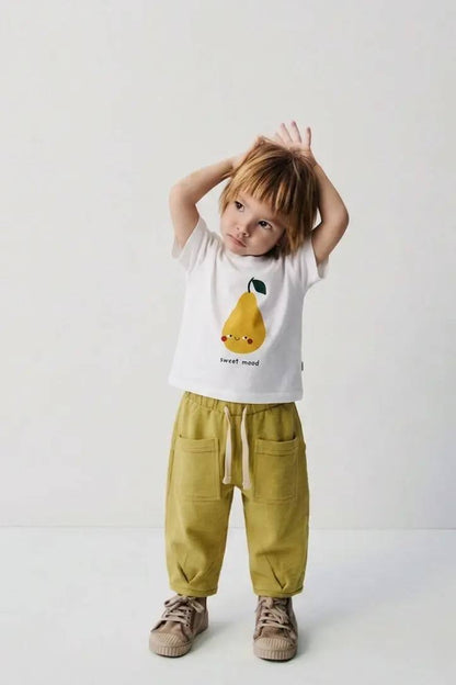 PEAR Tshirt  - White/Black - 6M-4Y
