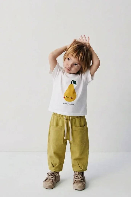PEAR Tshirt  - White/Black - 6M-4Y