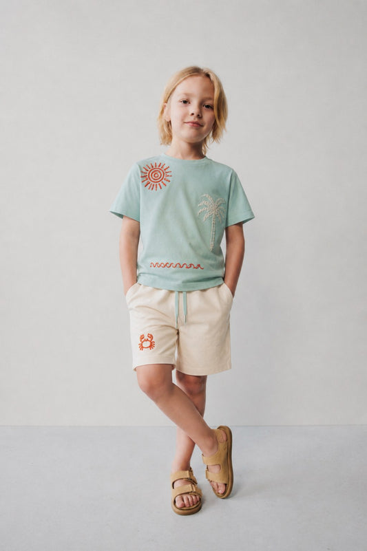 Palm Green Shorts & Tshirt Set - 3-10Y