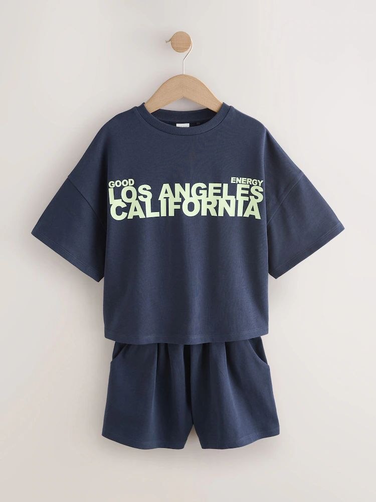 LOS ANGELES - Cotton Shorts & Tshirt Set - 3-10Y