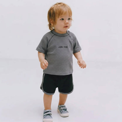 WAFFLE GREY Shorts & Tshirt Set - 6M-3Y