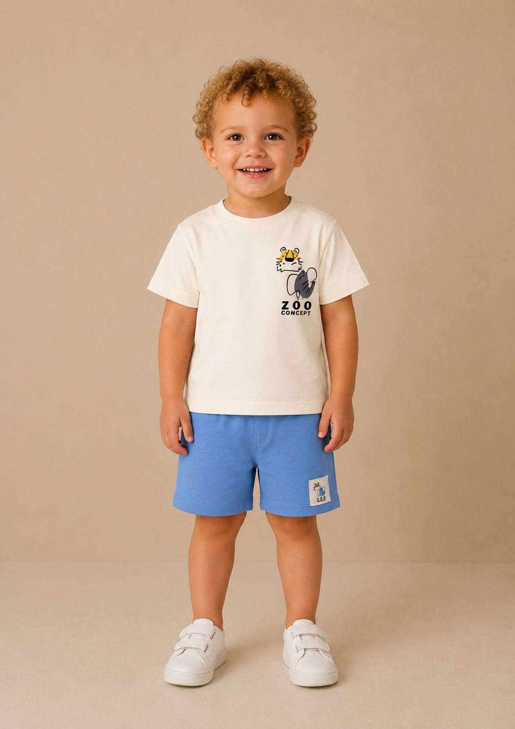 Zoo Concept Cotton Shorts & Tshirt Set - Blue/Navy - 1-5Y