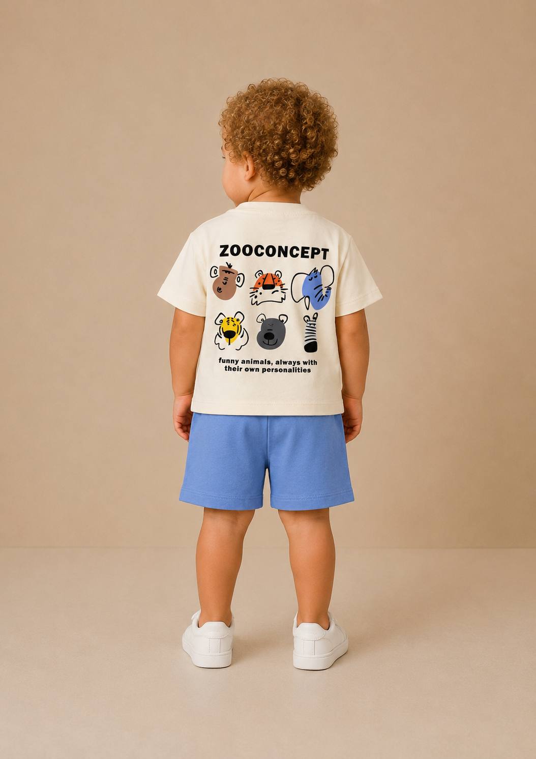 Zoo Concept Cotton Shorts & Tshirt Set - Blue/Navy - 1-5Y