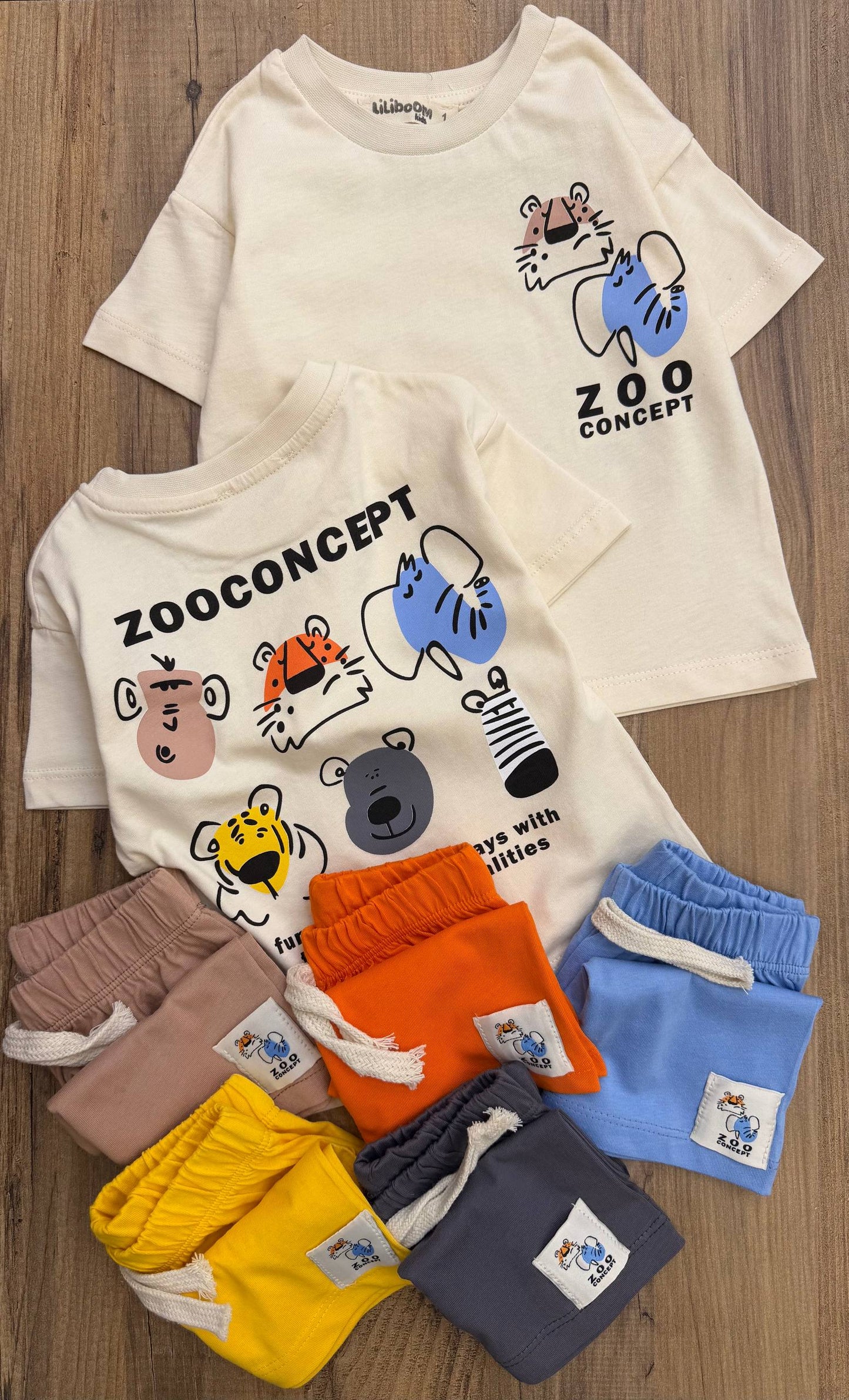 Zoo Concept Cotton Shorts & Tshirt Set - Blue/Navy - 1-5Y