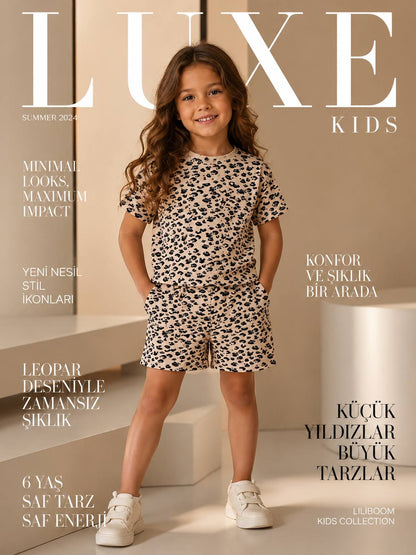 Leopard Shorts & Tshirt Set - 3-8Y