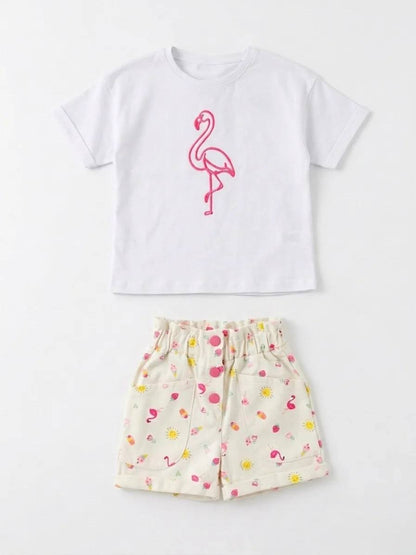 SWAN Denim Shorts & Tshirt Set - 2-7Y