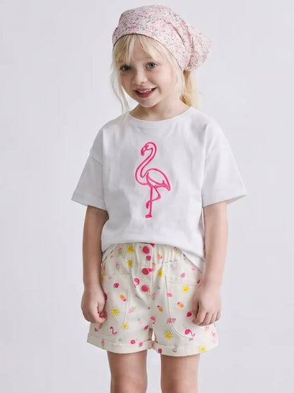 SWAN Denim Shorts & Tshirt Set - 2-7Y