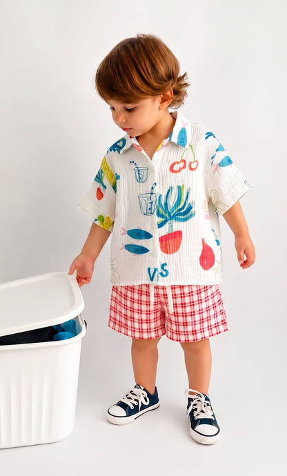 The Reef Muslin Shorts & Shirt Set - 2-8Y