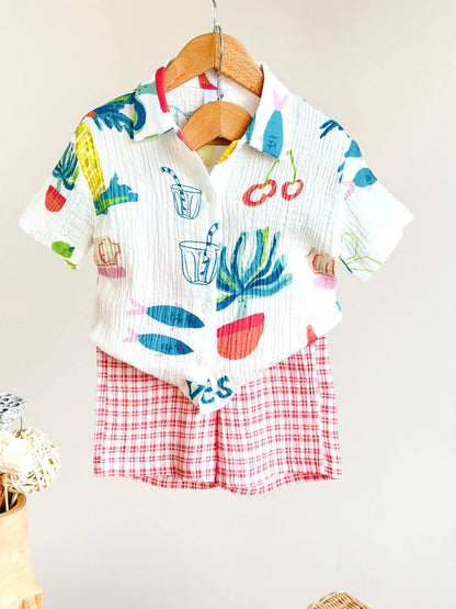 The Reef Muslin Shorts & Shirt Set - 2-8Y