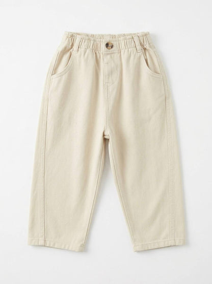 DENIM Balloon Beige Pants - 2-7Y