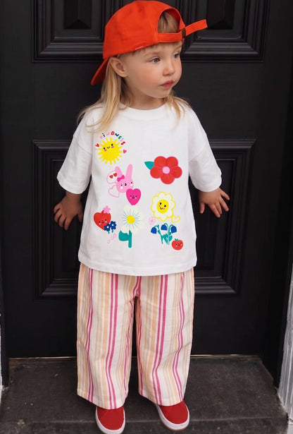 The Colorful Garden Muslin Pants & Tshirt Set - 2-8Y