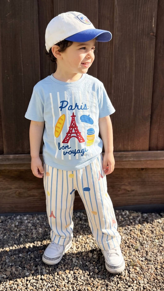 Paris Bon Voyage Pants & Tshirt Set - 2-8Y