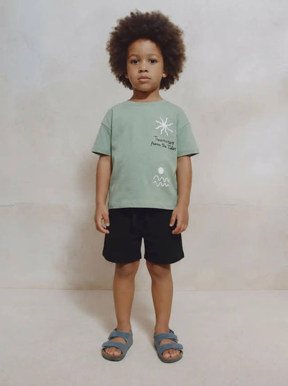 Seashells Shorts & Tshirt Set - Green - 2-7Y