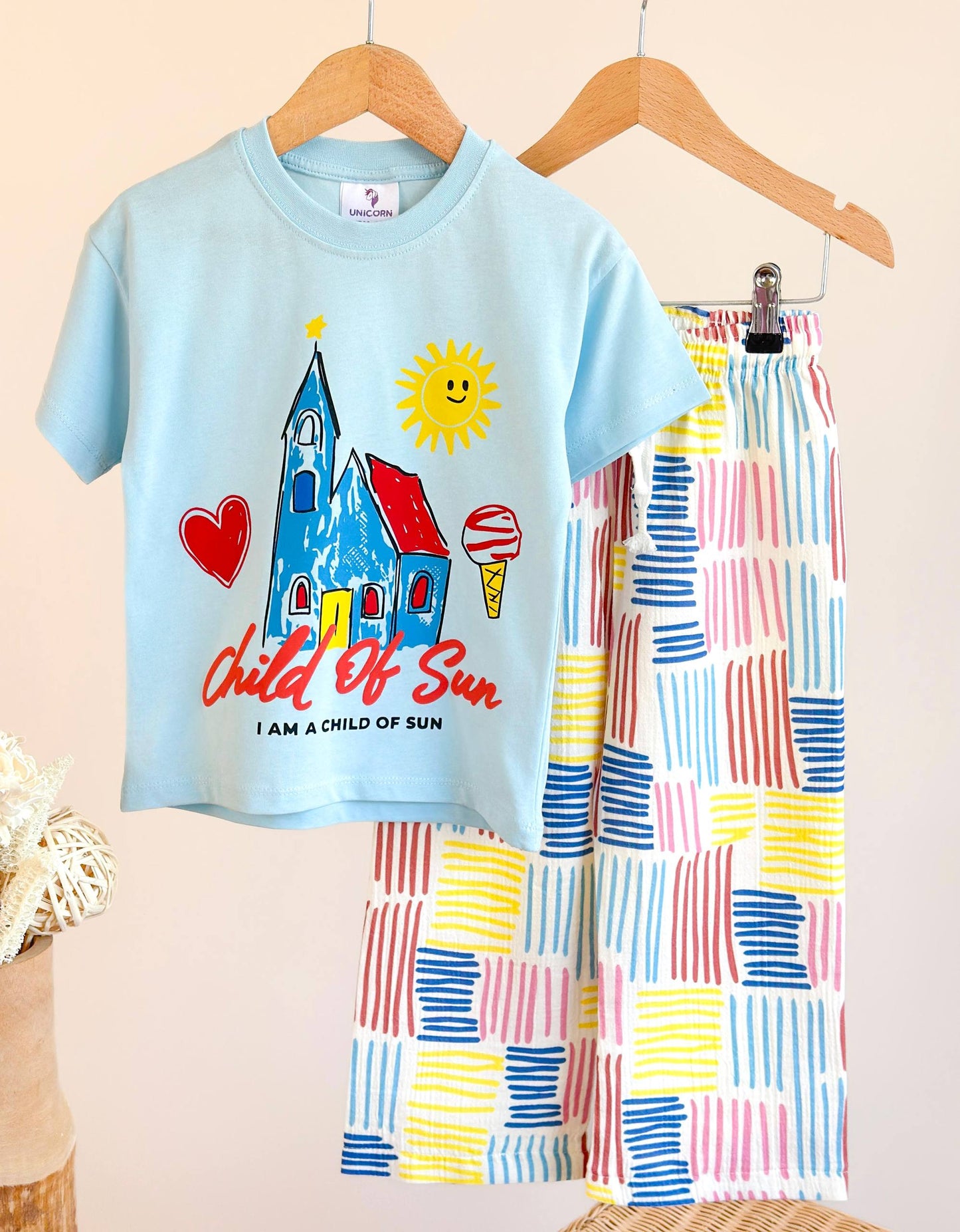 CHILD OF SUN Voyage Pants & Tshirt Set - 2-8Y