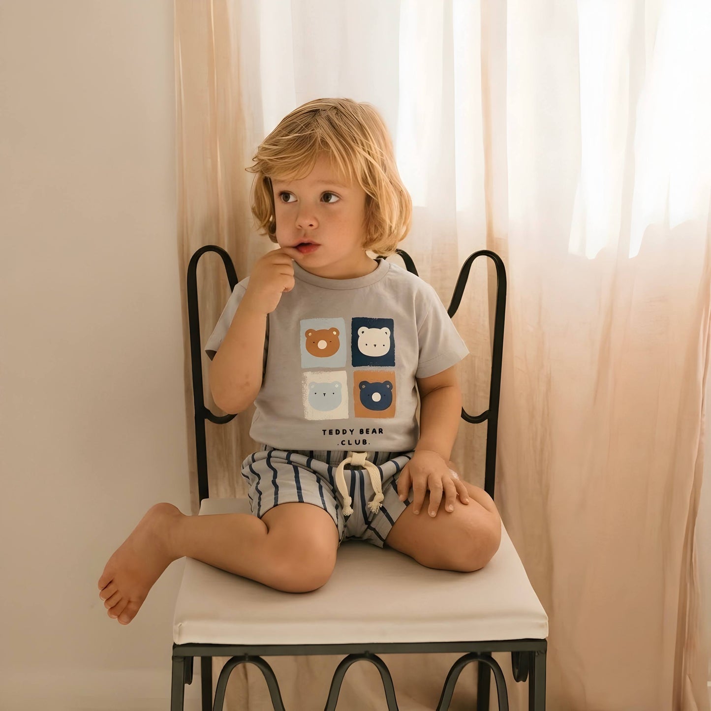 The Teddy Bear Club - Shorts & Tshirt Set - Grey - 6M-3Y