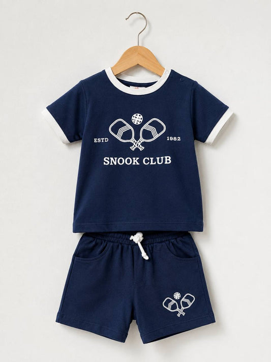 The Tennis Navy Shorts & Tshirt Set - 9M-4Y