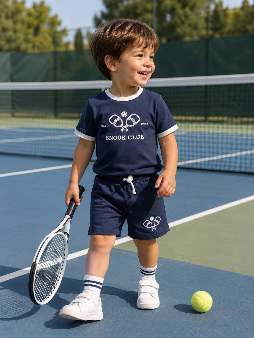 The Tennis Navy Shorts & Tshirt Set - 9M-4Y