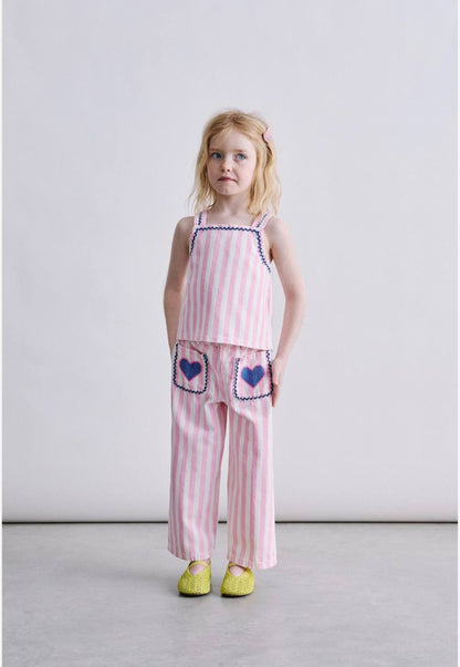 Pink Striped Pants & Tshirt Set - 2-7Y