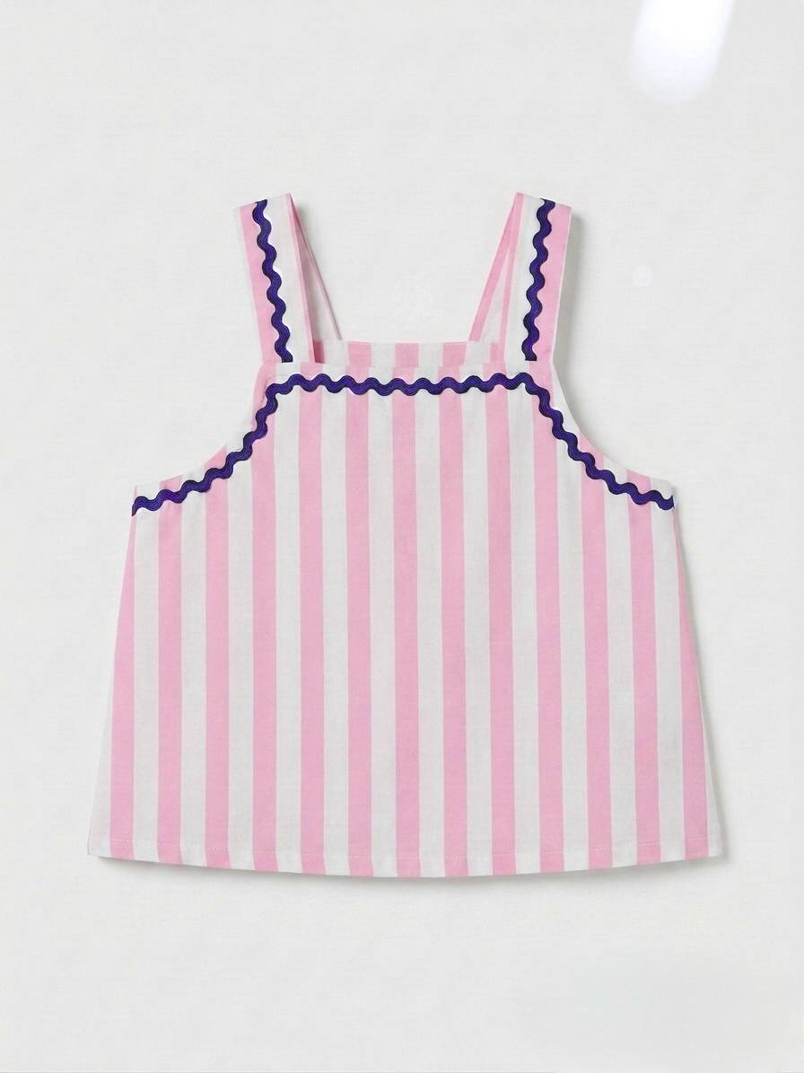 Pink Striped Pants & Tshirt Set - 2-7Y