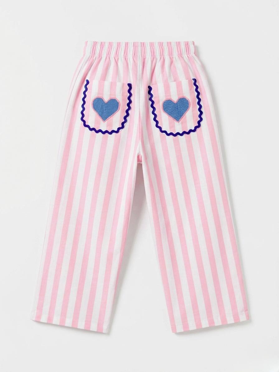 Pink Striped Pants & Tshirt Set - 2-7Y