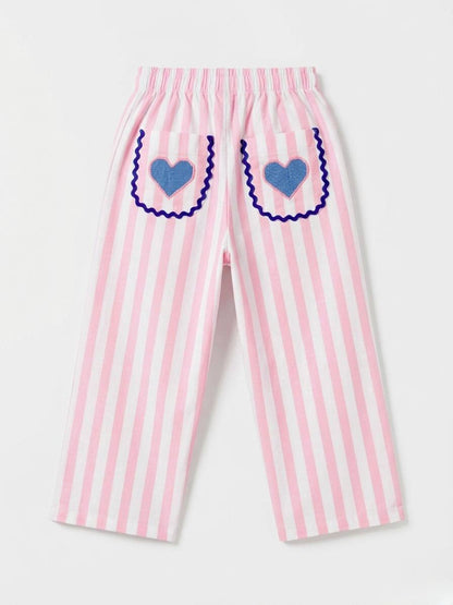 Pink Striped Pants & Tshirt Set - 2-7Y
