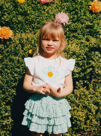Floral Skirt & Tshirt Set - 2-7Y