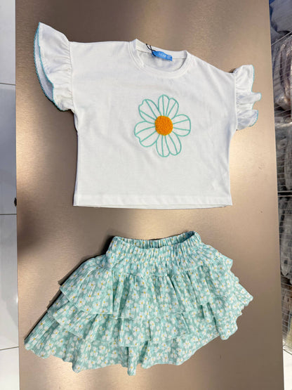 Floral Skirt & Tshirt Set - 2-7Y