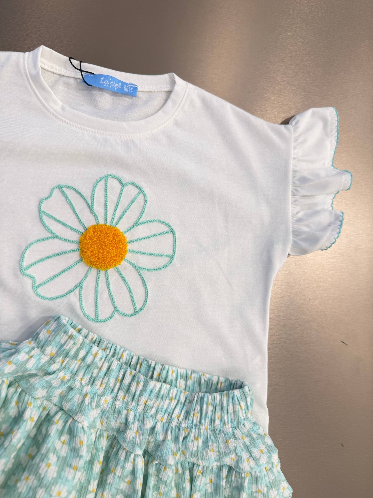 Floral Skirt & Tshirt Set - 2-7Y