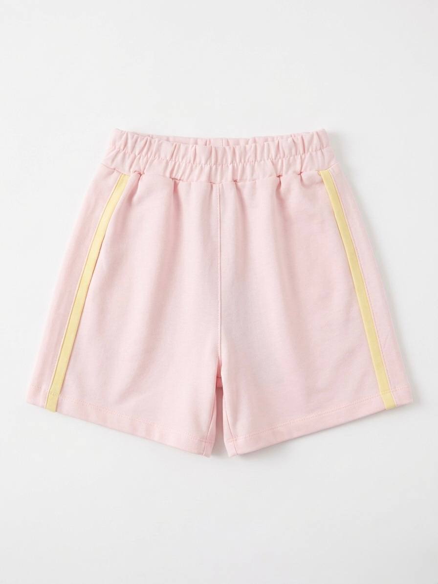 100% Colorful Cotton Shorts with Side Stripes - 2-7Y