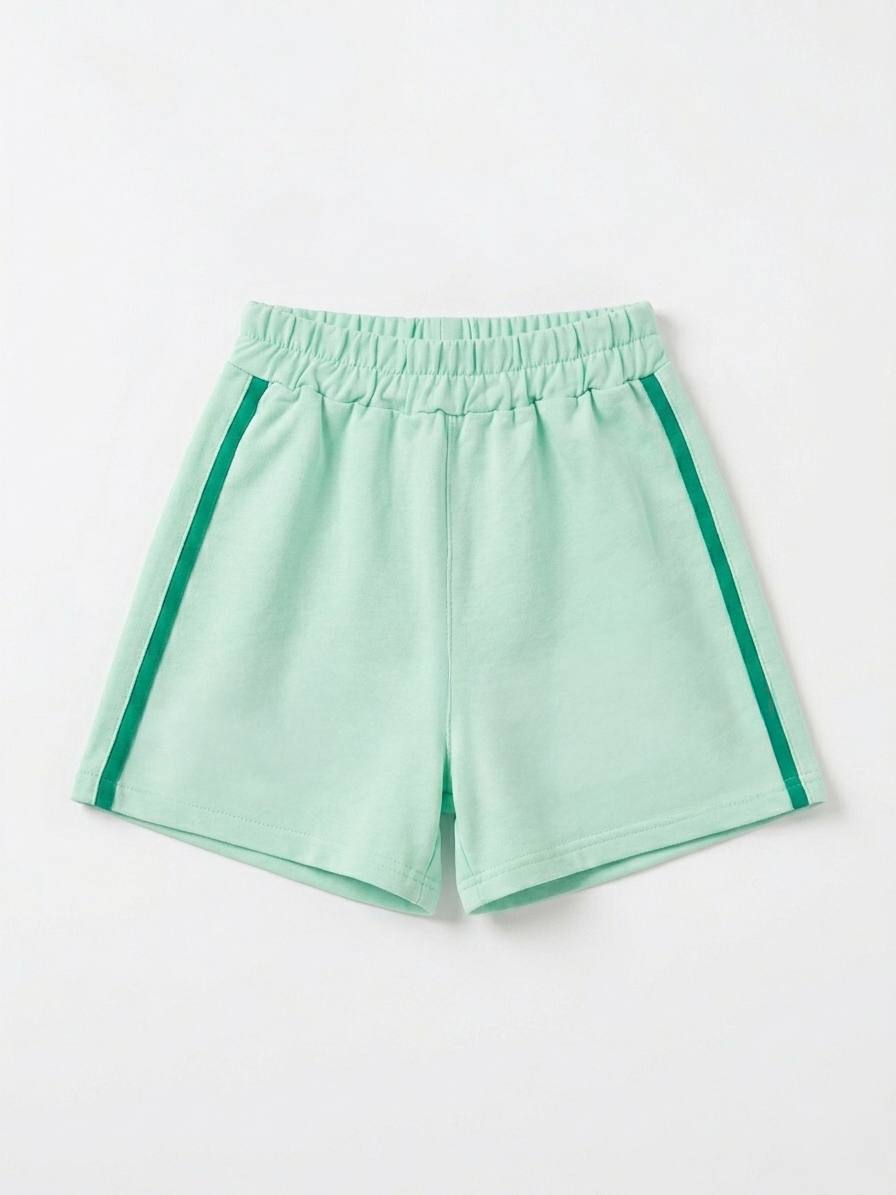 100% Colorful Cotton Shorts with Side Stripes - 2-7Y