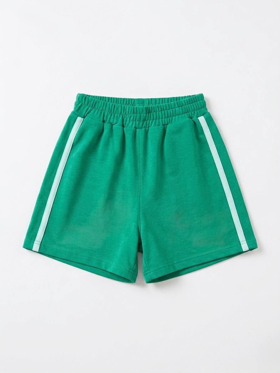 100% Colorful Cotton Shorts with Side Stripes - 2-7Y