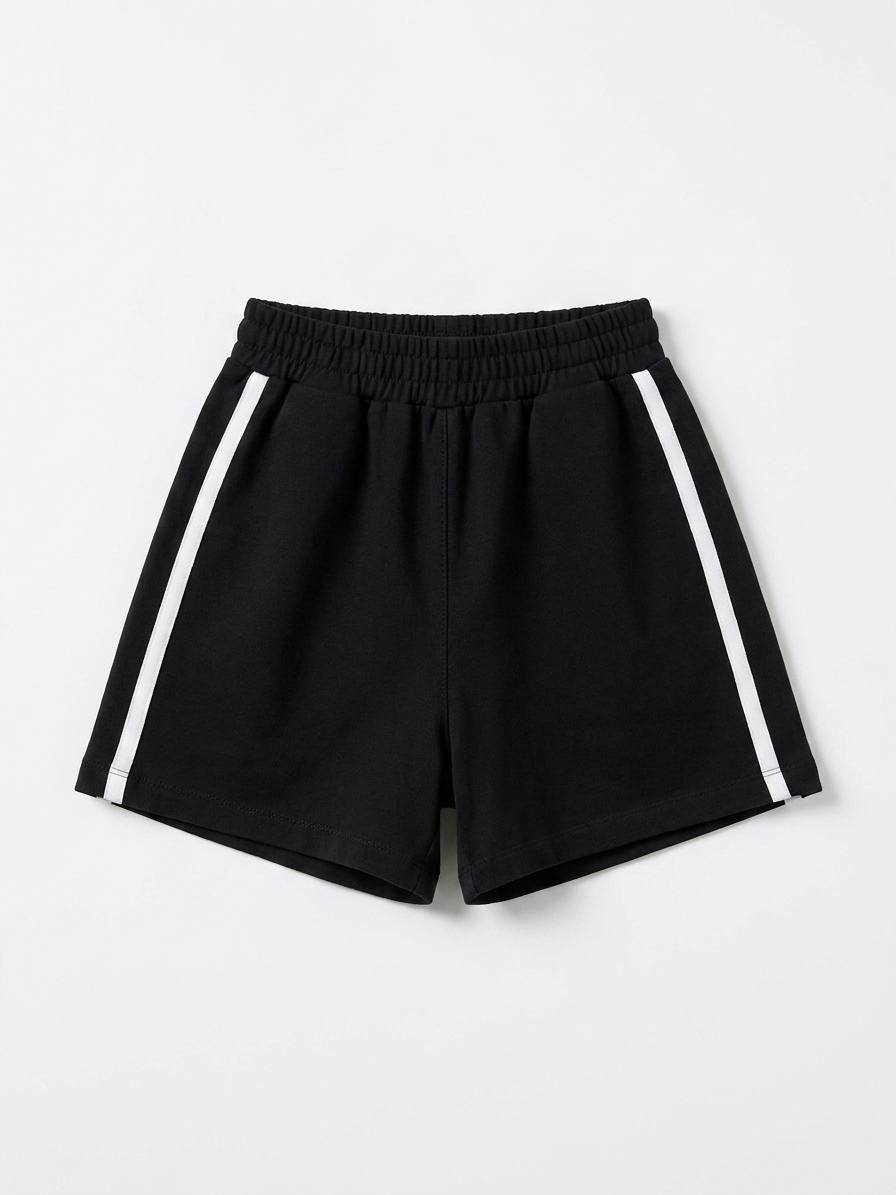 100% Colorful Cotton Shorts with Side Stripes - 2-7Y