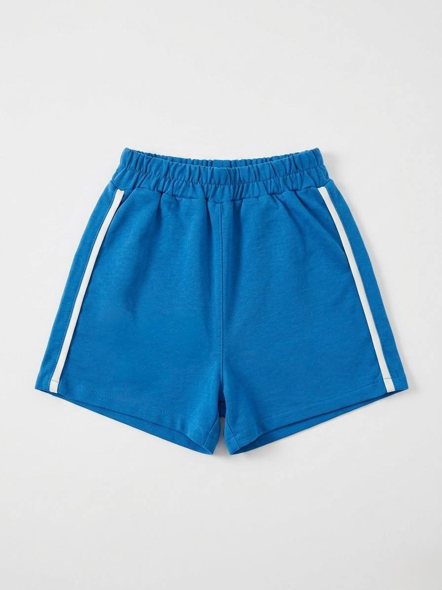 100% Colorful Cotton Shorts with Side Stripes - 2-7Y