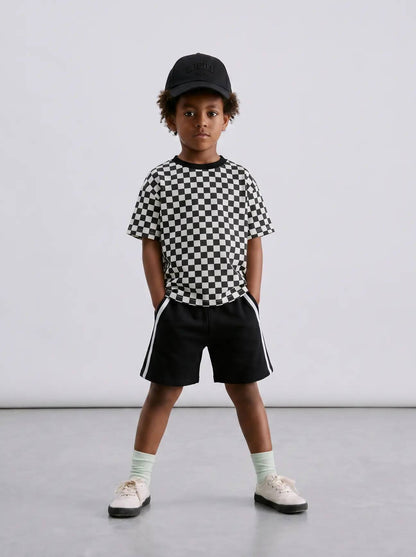 Checkered Black & White TShirt - 2-7Y