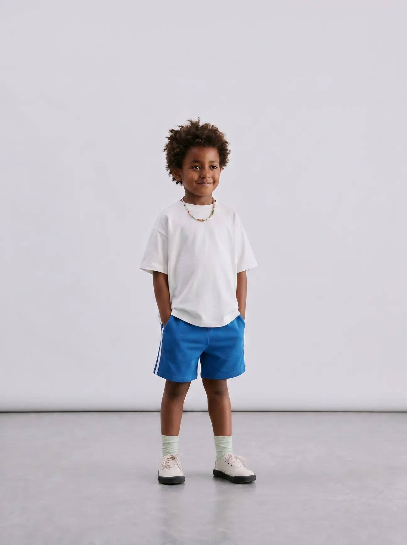 100% Colorful Cotton Shorts with Side Stripes - 2-7Y