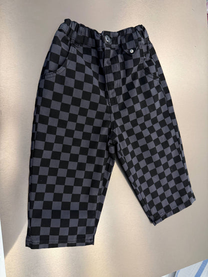 DENIM Balloon Pants - Checkered Black - 2-7Y