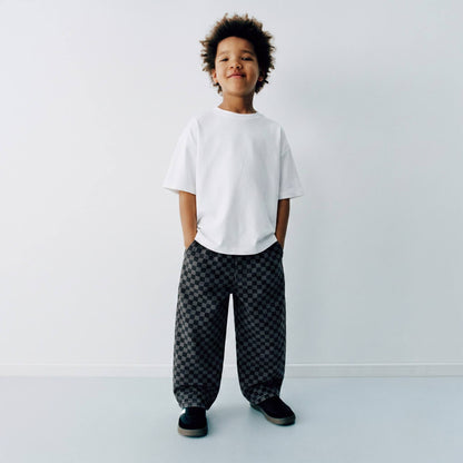 DENIM Balloon Pants - Checkered Black - 2-7Y
