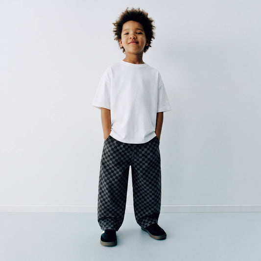 DENIM Balloon Pants - Checkered Black - 2-7Y