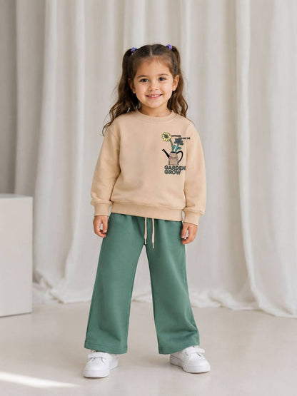 Garden Grow Pants & Sweater Set - Pink/Green - 3-10Y