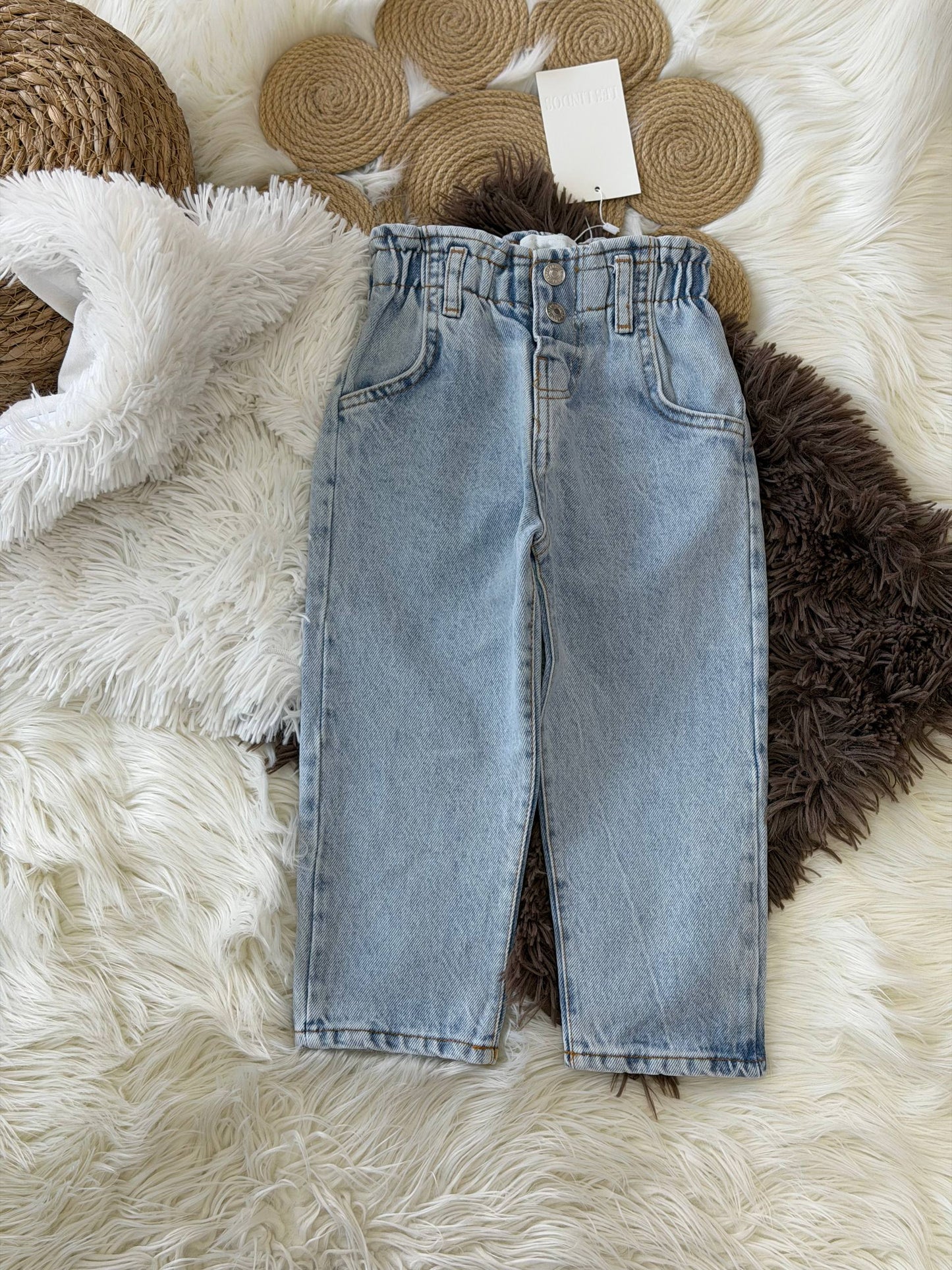 Light Blue Denim Pants with Heart Pockets - 18M-6Y