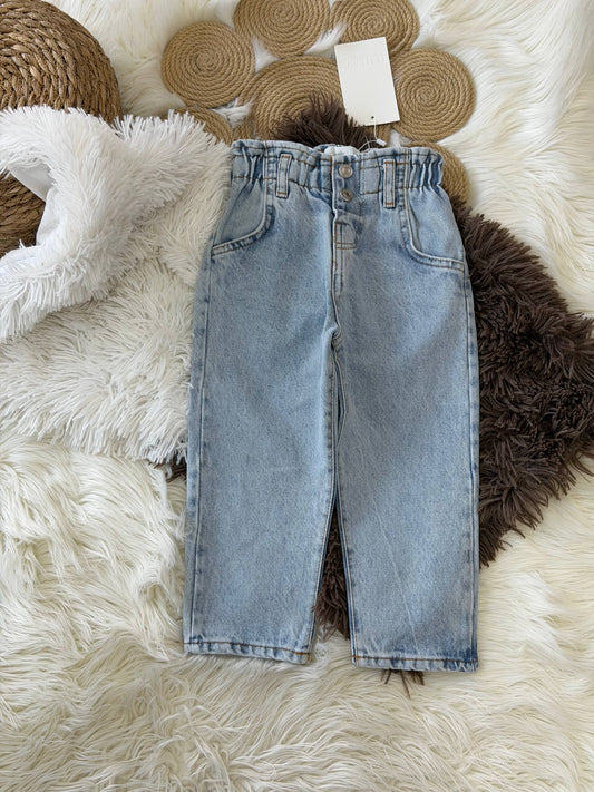 Light Blue Denim Pants with Heart Pockets - 18M-6Y