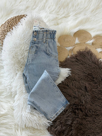 Light Blue Denim Pants with Heart Pockets - 18M-6Y