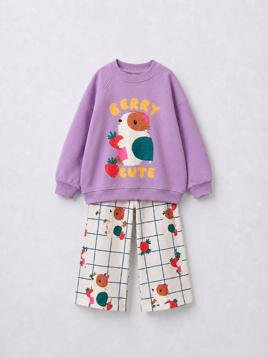 Berry Cute Purple Sweater & Pants Set - 2-8Y
