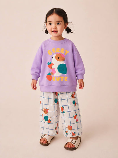 Berry Cute Purple Sweater & Pants Set - 2-8Y