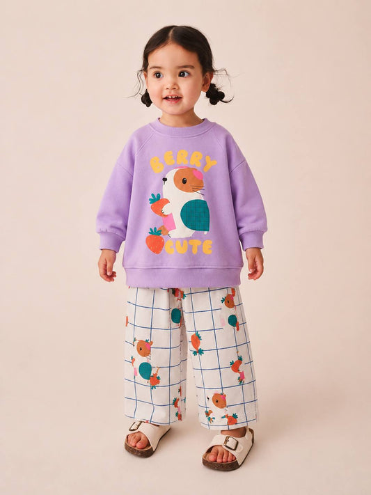 Berry Cute Purple Sweater & Pants Set - 2-8Y