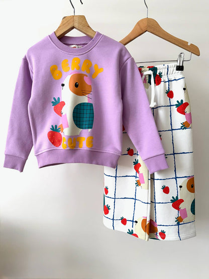 Berry Cute Purple Sweater & Pants Set - 2-8Y